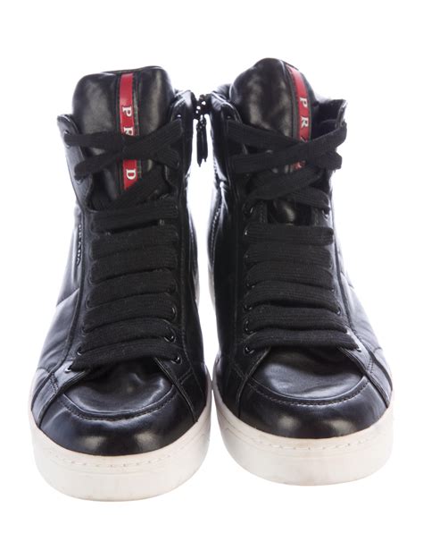 rubber prada sneakers|prada leather high top sneakers.